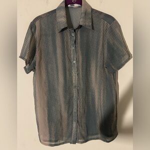 Tiger Mist SHEER Gray and Cream Patterned Button Down Shirt